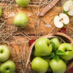 Clafoutis de pera y manzanas verdes